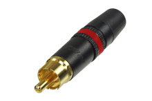 Neutrik NYS373-2 кабельный разъем RCA корпус черный хром, золоченые контакты, красная маркировочная