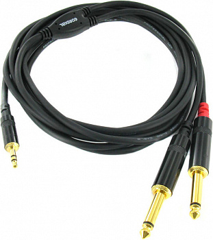 Cordial CFY 3 WPP кабель Y-адаптер джек стерео 3.5мм—2 джека моно 6.3мм male, 3.0м, черный