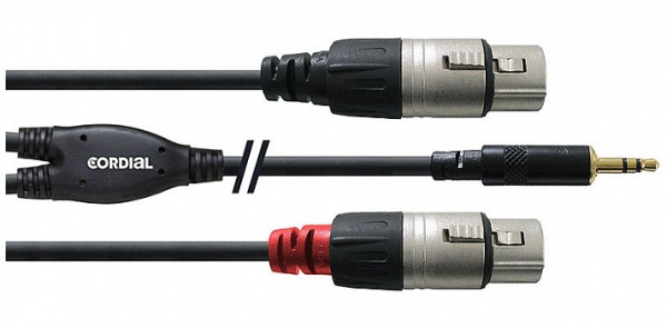 Cordial CFY 3 WFF кабель Y-адаптер джек стерео 3.5мм—2xXLR female, 3.0м, черный