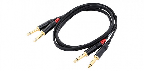 Cordial CFU 1.5 PP кабель сдвоенный джек моно 6.3мм male/сдвоенный джек моно 6.3мм male, 1.5м, черны
