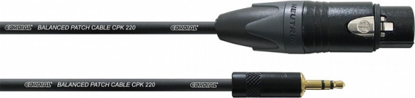 Cordial CPM 1,5 FW-UNB микрофонный кабель XLR female/мини-джек стерео 3,5 мм, разъемы Neutrik, 1,5 м