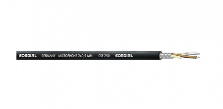 Cordial CSF 250 микрофонный кабель Ø5,2 мм, AWG 21, 2x0.5мм², плетеный экран, черный