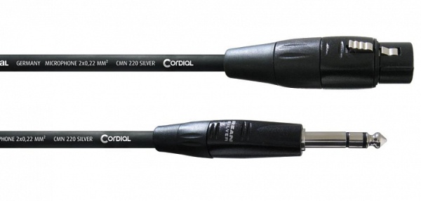 Cordial CIM 3 FV инструментальный кабель XLR female/джек стерео 6.3мм male, 3.0м, черный