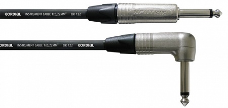 Cordial CXI 3 PR инструментальный кабель угловой джек моно 6.3мм/джек моно 6.3мм, разъемы Neutrik, 3