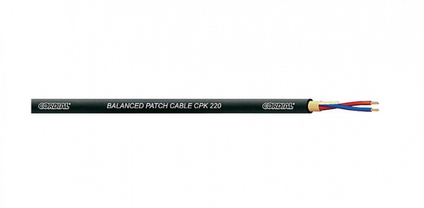 Cordial CPK 220 BLACK микрофонный кабель Ø4,7 мм, AWG 25, 2x0.2мм², витой экран, черный