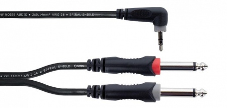 Cordial EY 1 WRPP аудио кабель Y-адаптер джек стерео 3.5мм угловой—2 джека моно 6.3мм male, 1.0м