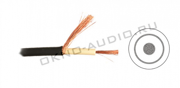 Mogami 3082-00 гибкий акустический кабель Ø6.5мм, 14 AWG, 2х2мм², коаксиальная конструкция, чёрный