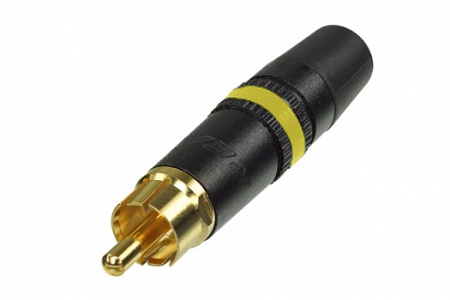 Rean NYS373-4 кабельный разъем RCA корпус черный хром, золоченые контакты, желтая маркировочная п