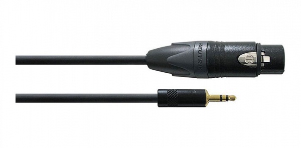 Cordial CPM 1.5 FW-BAL микрофонный кабель XLR female/мини-джек стерео 3.5мм, разъемы Neutrik, 1.5 м,