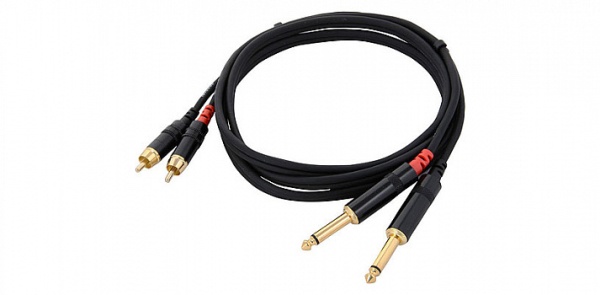 Cordial CFU 1.5 PC кабель сдвоенный RCA—джек моно 6.3мм male, 1.5м, черный