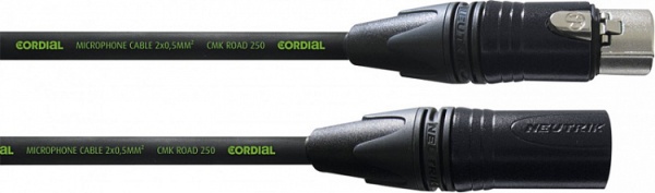 Cordial CRM 10 FM-BLACK микрофонный кабель XLR female/XLR male, разъемы Neutrik, 10,0 м, черный