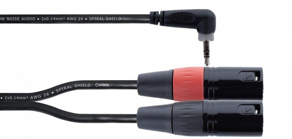 Cordial EY 1,5 WRMM аудио кабель Y-адаптер джек стерео 3.5мм угловой—2xXLR male, 1.5м, черный
