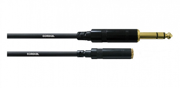 Cordial CFM 3 VY инструментальный кабель джек стерео 6.3мм male/джек стерео 3.5мм female, 3.0м, черн