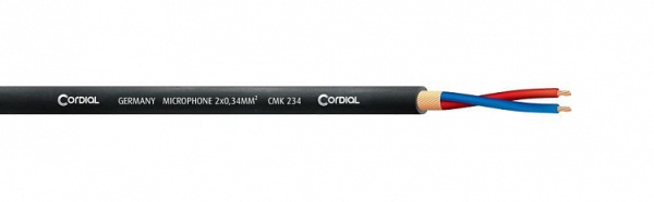 Cordial CMK 234 BLACK микрофонный кабель Ø6,2 мм, AWG 22, 2x0.34мм², витой экран, черный