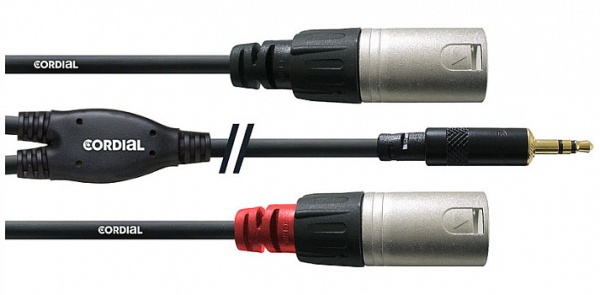 Cordial CFY 1.8 WMM аудио кабель Y-адаптер джек стерео 3.5мм—2xXLR male, 1.8м, черный