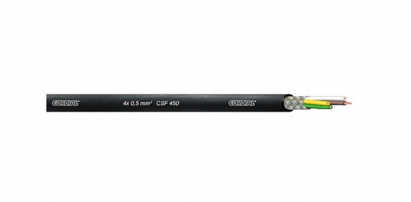 Cordial CSF 450 микрофонный кабель StarQuad Ø6,4 мм,AWG 21,сечение проводников 4x0.50мм²,  черный