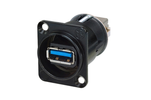 Neutrik NAUSB3-B проходной разъем USB 3.0, D-посадка, черный корпус, позолоченные контакты