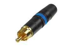 Rean NYS373-6 кабельный разъем RCA корпус черный хром, золоченые контакты, синяя маркировочная по
