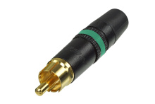 Rean NYS373-5 кабельный разъем RCA корпус черный хром, золоченые контакты, зеленая маркировочная