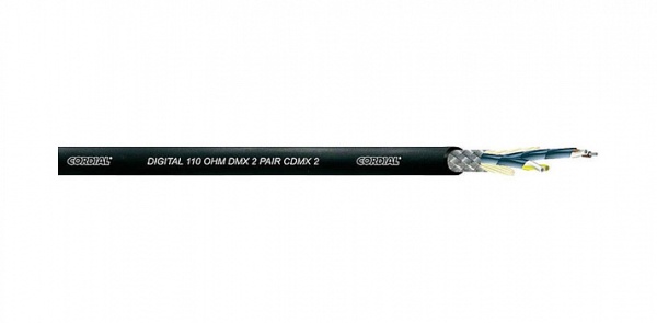 Cordial CDMX 2 кабель DMX-AES/EBU 110Ω,  2 пары, 0,22 мм2, 6,4 мм, черный