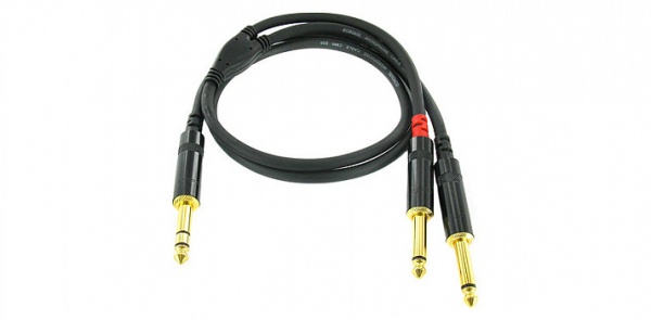 Cordial CFY 0.9 VPP кабель Y-адаптер джек стерео 6.3мм—2 джека моно 6.3мм male, 0.9м, черный